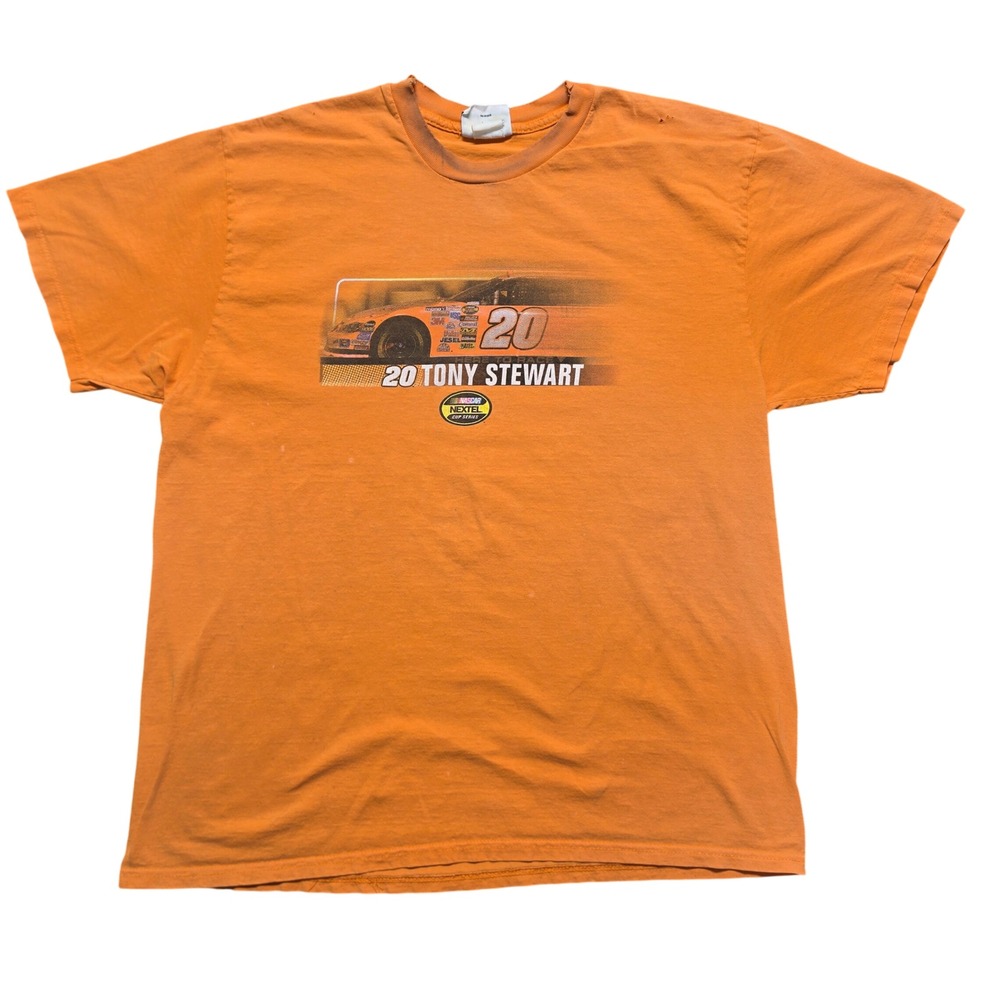 Y2K Distressed Gorpcore Tee Mens XL Orange 2006 NASCAR Tony Stewart Nextel Cup